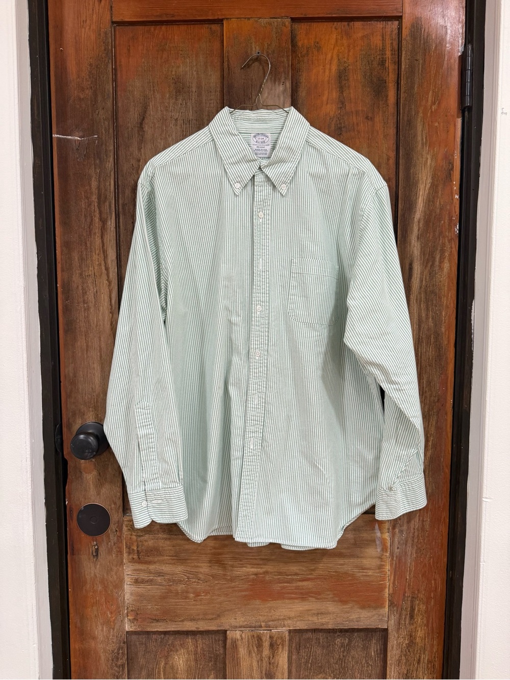 Brooks Brothers Pale Green Striped Dress Shirt